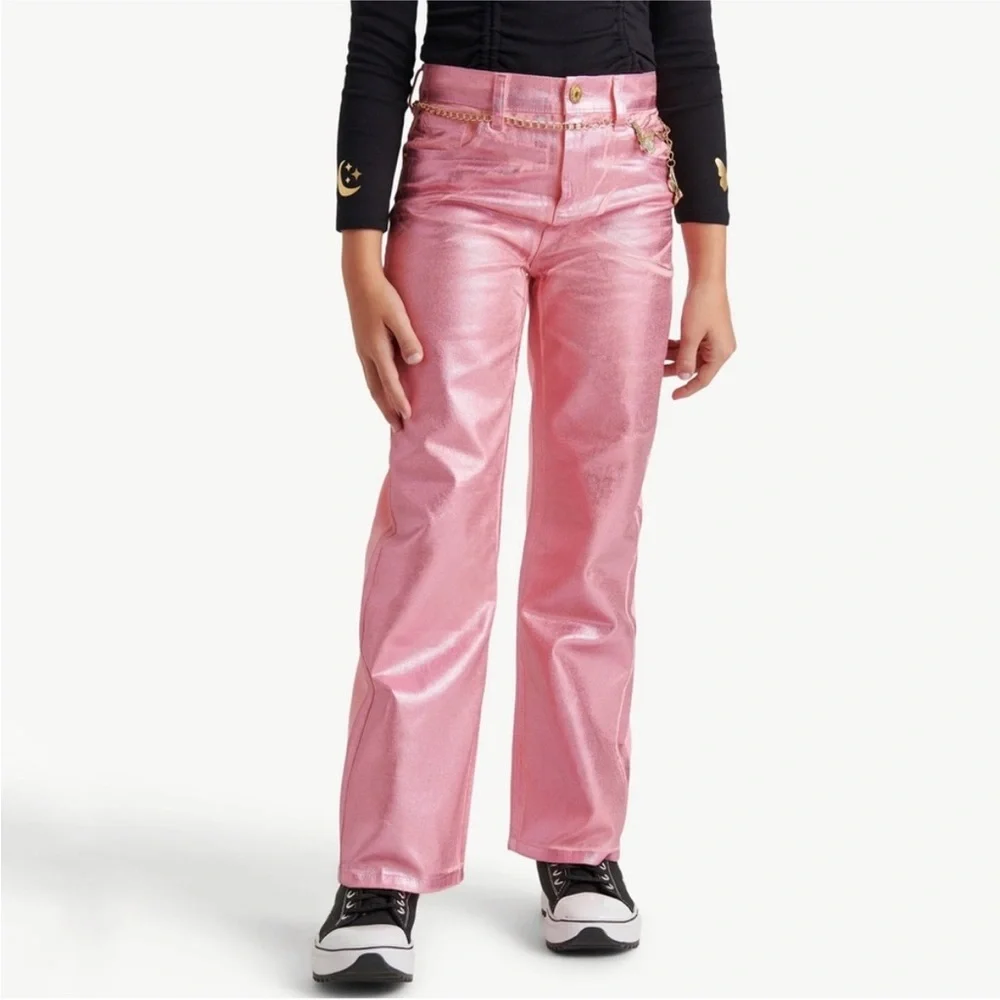 Justice x Wicked Pink Metallic Jeans